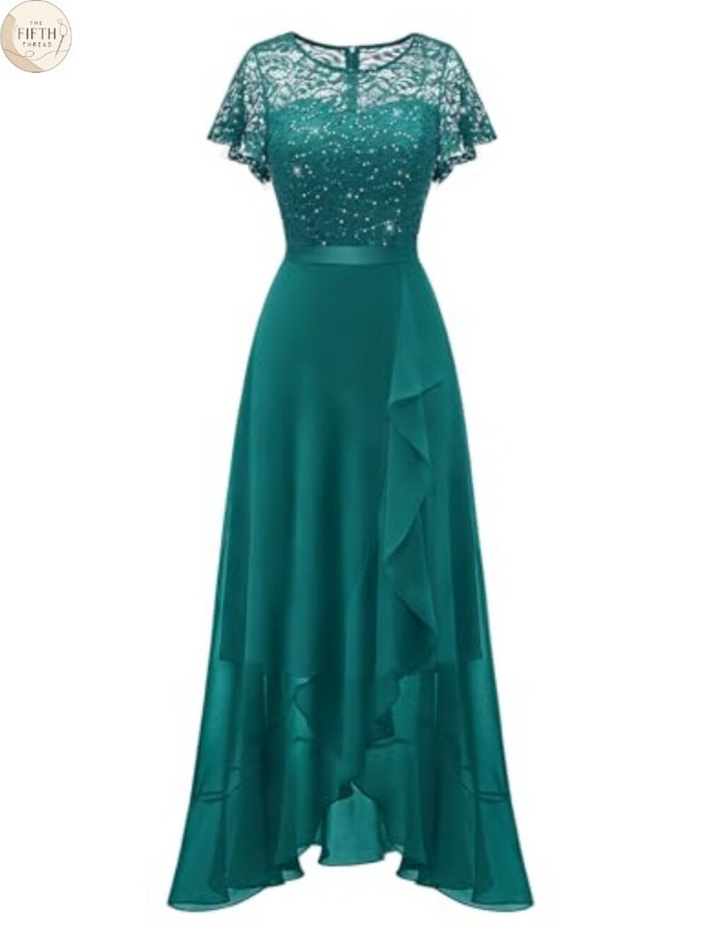 BeryLove Formal Cocktail Wedding Guest Dress High-Low Hem Floral Lace
